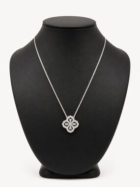 GRA Certified Moissanite floral pendant necklace.